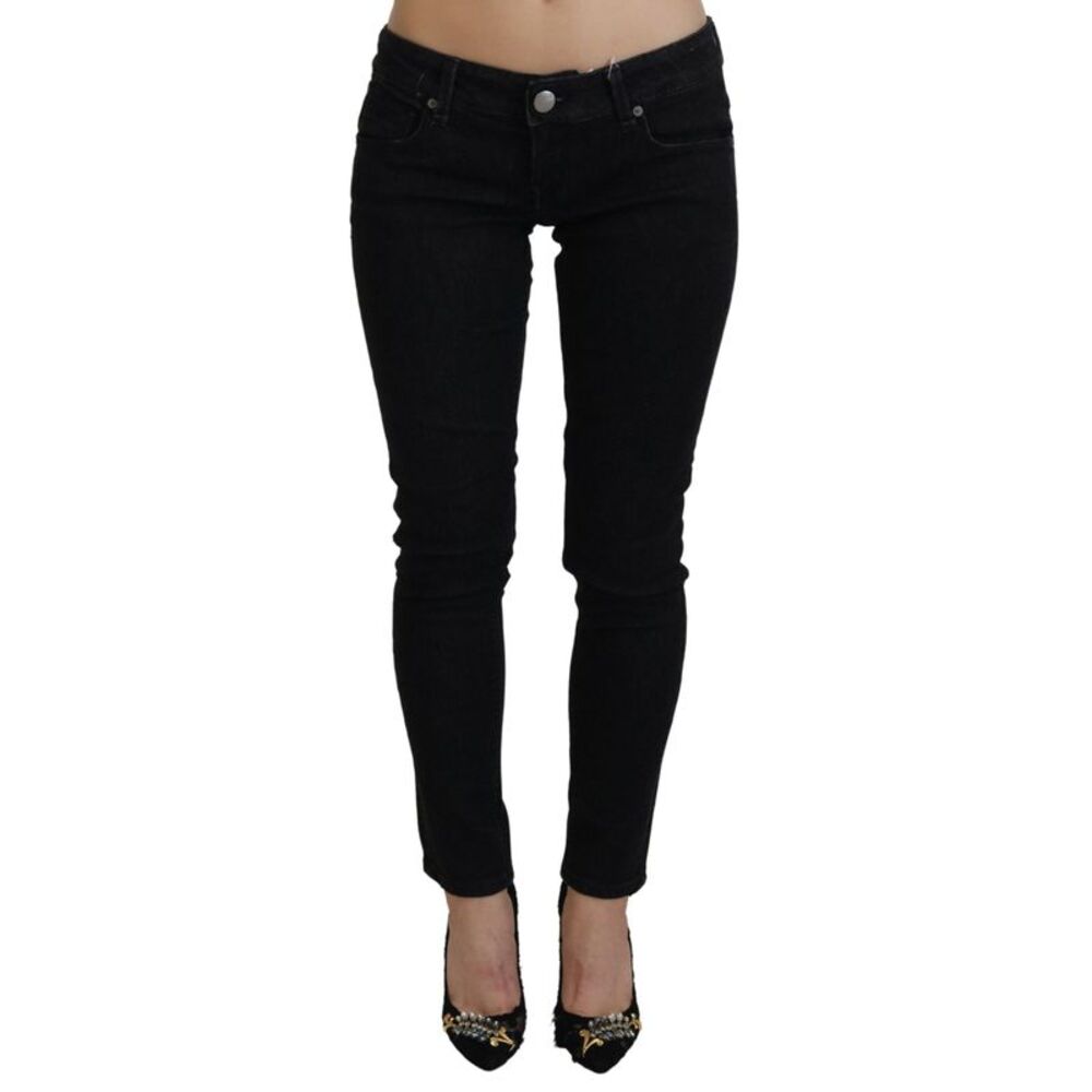 Acht Black Low Waist Slim Fit Cotton Denim Women's Jeans